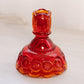 Vintage Medium Red Amberina Glass Moon and Star Candlestick (Glows)