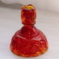 Vintage Medium Red Amberina Glass Moon and Star Candlestick (Glows)