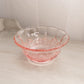 Vintage Medium Scalloped Pink Glass Footed Bowl with Cane Details