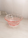 Vintage Medium Scalloped Pink Glass Footed Bowl with Cane Details