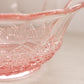 Vintage Medium Scalloped Pink Glass Footed Bowl with Cane Details