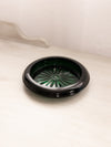 Vintage Medium Shallow Circular Dark Green Glass Dish