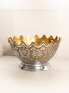 Vintage Medium Silver and Gold Tone Bowl with Fancy Designs