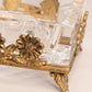 Vintage Medium Square Gold Tone Floral Ashtray with Clear Glass Insert