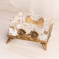 Vintage Medium Square Gold Tone Floral Ashtray with Clear Glass Insert