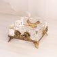 Vintage Medium Square Gold Tone Floral Ashtray with Clear Glass Insert