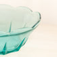 Vintage Medium Teal Green Glass Bowl with Scalloped Edges