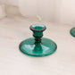 Vintage Medium Teal Green Glass Candleholder with Circular Base