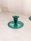 Vintage Medium Teal Green Glass Candleholder with Circular Base