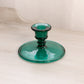 Vintage Medium Teal Green Glass Candleholder with Circular Base