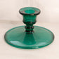 Vintage Medium Teal Green Glass Candleholder with Circular Base