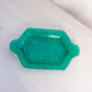 Vintage Medium Teal Green Glass Tiara Sandwich Dish with 2 Handles