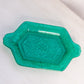 Vintage Medium Teal Green Glass Tiara Sandwich Dish with 2 Handles