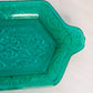 Vintage Medium Teal Green Glass Tiara Sandwich Dish with 2 Handles