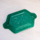 Vintage Medium Teal Green Glass Tiara Sandwich Dish with 2 Handles