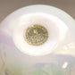 Vintage Medium White Iridescent Hand Blown Vase with Ruffle Edge