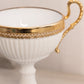 Vintage Medium White Milk Glass Compote with Gold Tone Accents