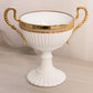 Vintage Medium White Milk Glass Compote with Gold Tone Accents
