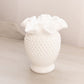 Vintage Medium White Milk Glass Hobnail Vase with Ruffle Edge