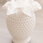 Vintage Medium White Milk Glass Hobnail Vase with Ruffle Edge