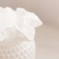 Vintage Medium White Milk Glass Hobnail Vase with Ruffle Edge