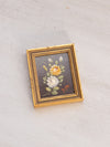 Vintage Mini Rectangular Floral Painting with Gold Tone Frame
