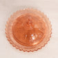 Vintage Mini Strawberry Pattern Peachy Pink Glass Lidded Butter Dish
