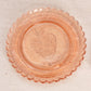 Vintage Mini Strawberry Pattern Peachy Pink Glass Lidded Butter Dish