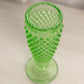 Vintage Narrow Green Glass Hobnail Footed Vase