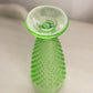 Vintage Narrow Green Glass Hobnail Footed Vase