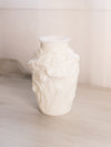 Vintage Narrow White Milk Glass Flower Textured Vase