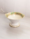 Vintage Noritake White Ceramic Green & Gold Detail Footed Bowl