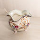 Vintage Off-White 3-Toed Bowl with Floral and Butterfly Details