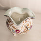 Vintage Off-White 3-Toed Bowl with Floral and Butterfly Details
