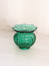 Vintage Olde Virginia Glass Dark Green Glass Ribbed Bowl Vase