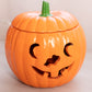 Vintage Orange Ceramic Lidded Jack-O-Lantern Pumpkin