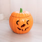 Vintage Orange Ceramic Lidded Jack-O-Lantern Pumpkin