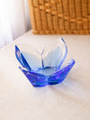 Vintage Orrefors Lars Hellsten Blue Crystal Petal Bowl