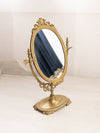 Vintage Oval Brass Standing Mirror with Fancy Designs