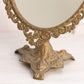 Vintage Oval Brass Standing Mirror with Floral Designs