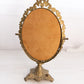 Vintage Oval Brass Standing Mirror with Floral Designs