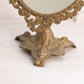 Vintage Oval Brass Standing Mirror with Floral Designs