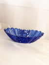 Vintage Oval Dark Blue Glass Daisy & Button Bowl