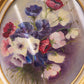 Vintage Oval Painting with Cream, Pink & Purple Flowers