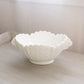 Vintage Oval White Milk Glass Paneled Daisy & Button Bowl