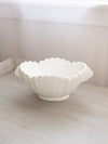 Vintage Oval White Milk Glass Paneled Daisy & Button Bowl