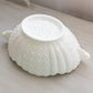 Vintage Oval White Milk Glass Paneled Daisy & Button Bowl
