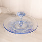 Vintage Paden City Maya Blue Glass Tidbit Tray with Large Fancy Handle
