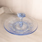 Vintage Paden City Maya Blue Glass Tidbit Tray with Large Fancy Handle
