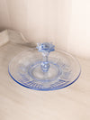 Vintage Paden City Maya Blue Glass Tidbit Tray with Large Fancy Handle